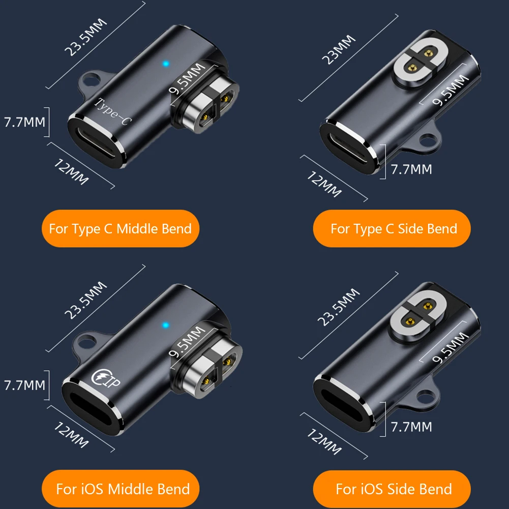USB C/For iOS To Magnetic Adapter 90 Degree Bending Bone Conduction Headphones Charger Adapter for AfterShokz Aeropex S800 S803