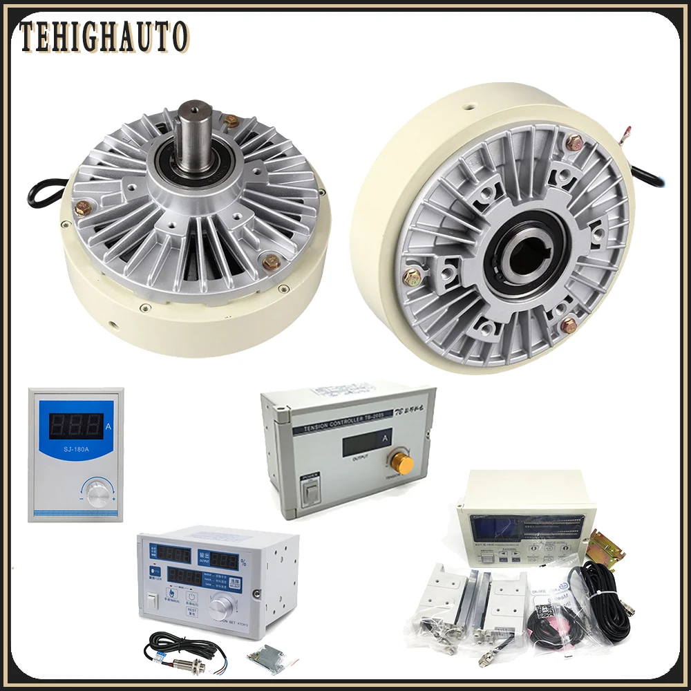 1000RPM Hollow Shaft Single Shaft Magnetic Powder Brake 24V 6-100Nm(0.6-10kg) Tension Controller Kit for Printing Dyeing Machine