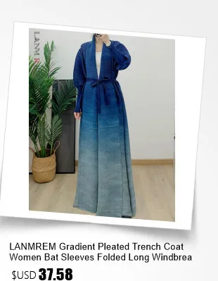 Description Picture 4 of itemLANMREM Pleated Print Office Lady Trench Women's High Stretch Lace-up Gathered Waist Open Stitch 2024 Female Autumn New 2Z2264