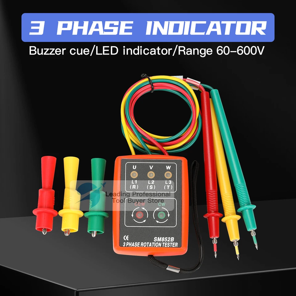 Gold Tester 3 Phase Sequence Presence Rotation Tester,5 LED Indicator ...