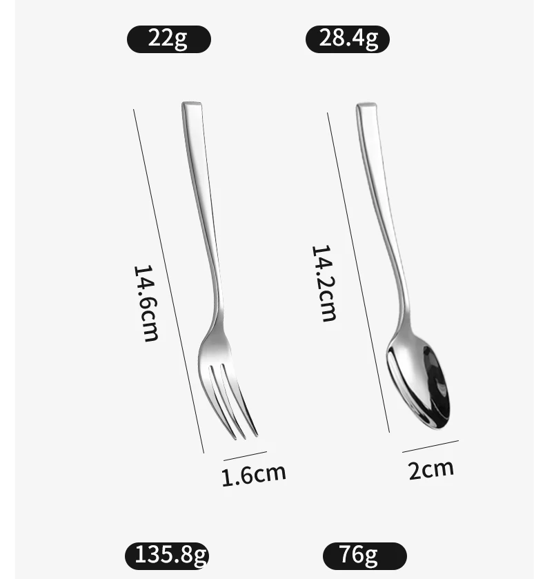 Set di posate inclinate in acciaio inossidabile, set di posate portatili da viaggio, cucchiaio, forchetta, coltello, set di stoviglie riutilizzabili per il campeggio all'aperto - immagine 5
