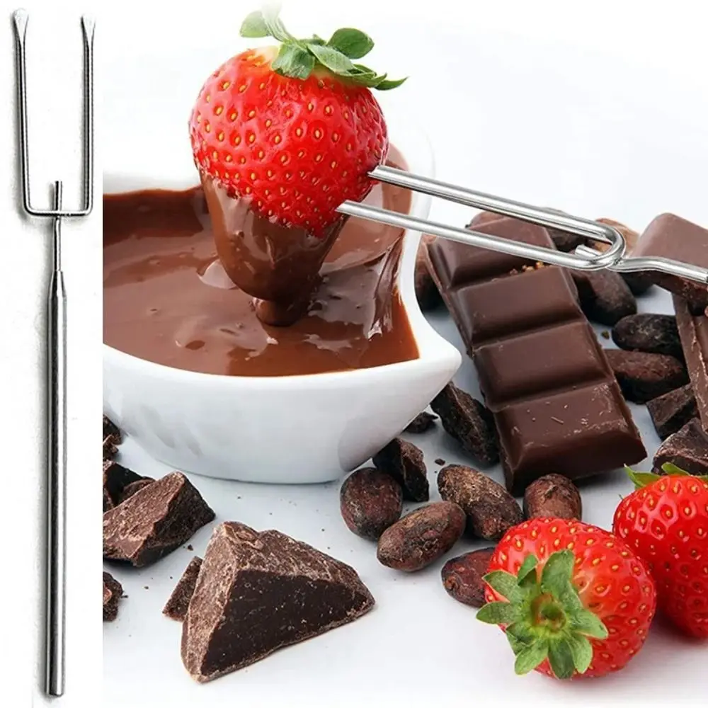 Description Picture 2 of itemStainless Steel Chocolate Dipping Fork Silver Irregular Shaped Cheese Fondue Fork Long Handle Rustproof Chocolate Dipping Tool