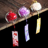 1PC Japanese Wind Bell Japan Wind Chime Handmade Glass Furin Home Spa Kitchen Office Decor Sakura Cherry Blossom Pattern Pendant 2
