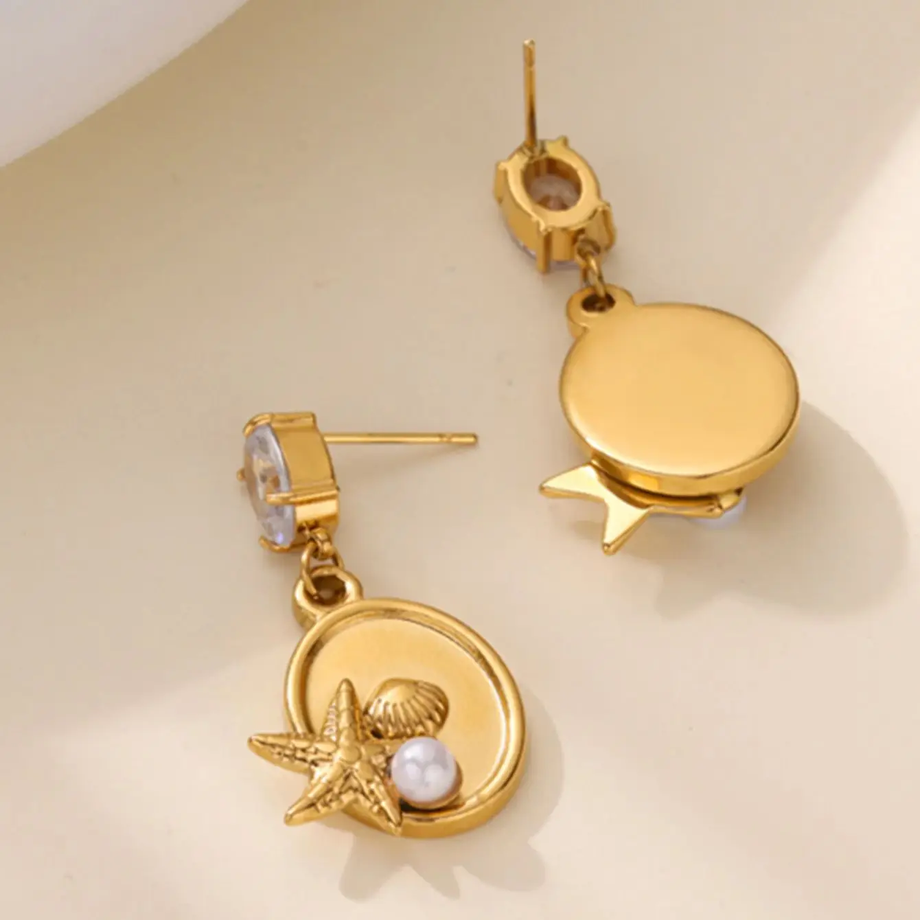 Luxury Zircon Starfish Stud Earrings For Women