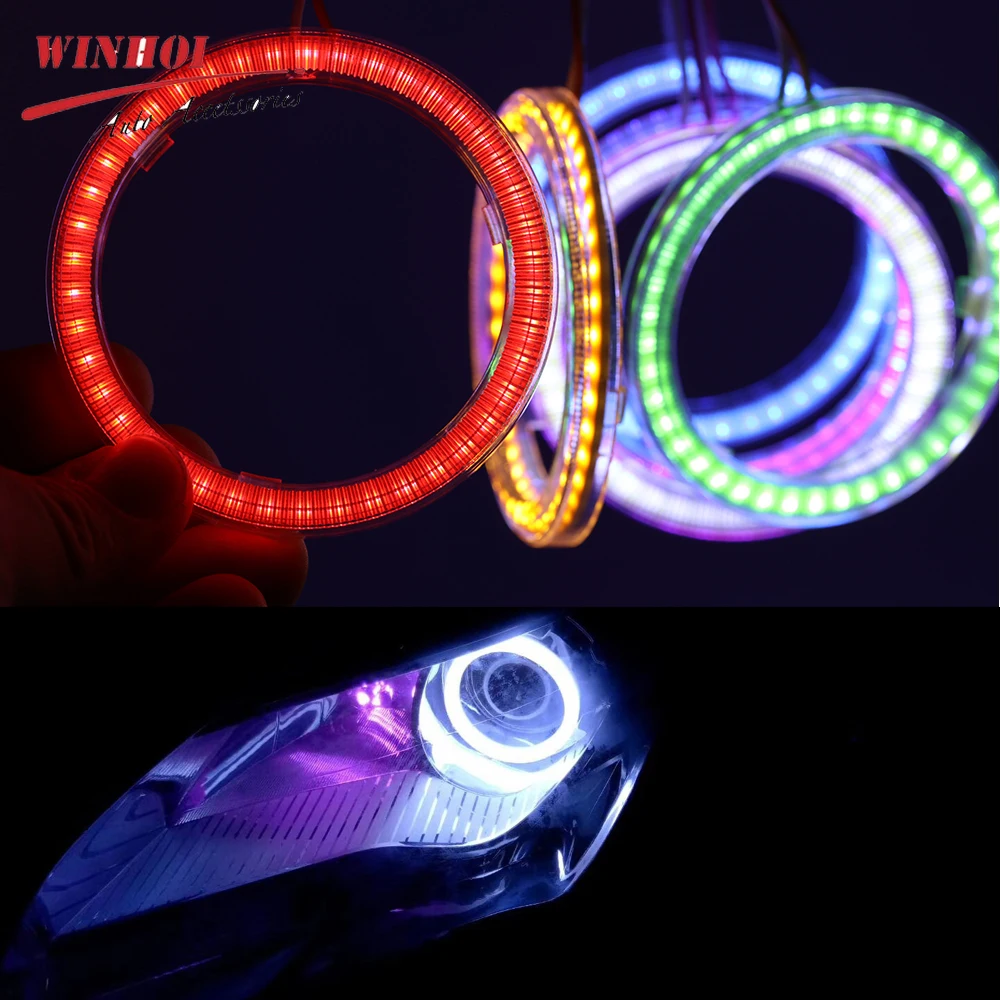 Led 천사 눈 흰색 빨간색 파란색 노란색 모토 헤일로 링 라이트 천사의 눈 전조등 DRL 주간 러닝 램프 Led 전구 자동차 액세서리