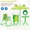 Kids Picnic Table & Chair Set with 2 Folding Chairs & Height Adjustable Umbrella