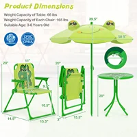 Kids Picnic Table & Chair Set with 2 Folding Chairs & Height Adjustable Umbrella 6