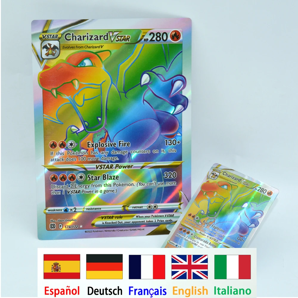 Pokemon Big Rainbow Cards Vstar Pack Oversized Jumbo LettersXXL Spanish