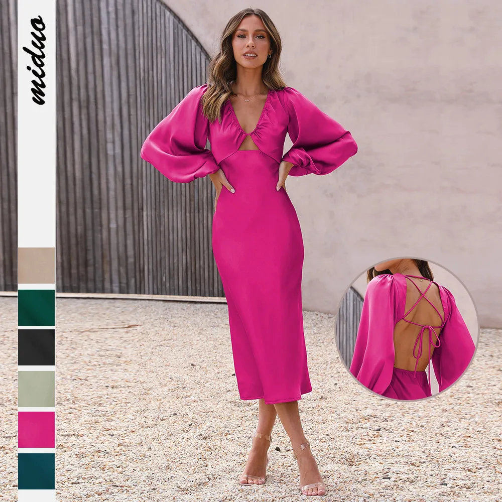 

Women's Satin Straps Backless Bridesmaid Dress, Spring and Autumn Dresses, Sense of Luxury Satin Straps, Temperament Grace, Wome