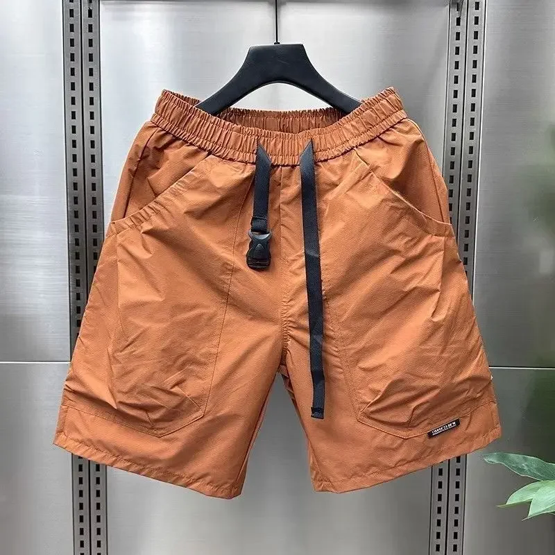 2024 Men's Large Pocket Waistband Work Shorts Summer Thin New Loose Straight Half Middle Pants 3