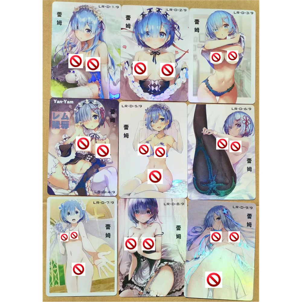 

9Pcs/set Rem ACG Nude Flash Cards Re:Life In A Different World From Zero Kawaii Game Anime Collection Card Gifts Toys