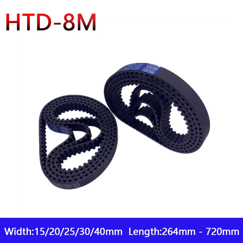 

Pitch 8mm Drive Belts Width 15/20/25/30/40mm HTD-8M Rubber Closed Loop Timing Belt Length 264 288 320 336 344mm to 720mm