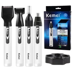 Rechargeable 4-in-1 Grooming Kit for Men & Women - Electric Trimmer for Nose, Ear, Eyebrow, and Beard (Km-6650)