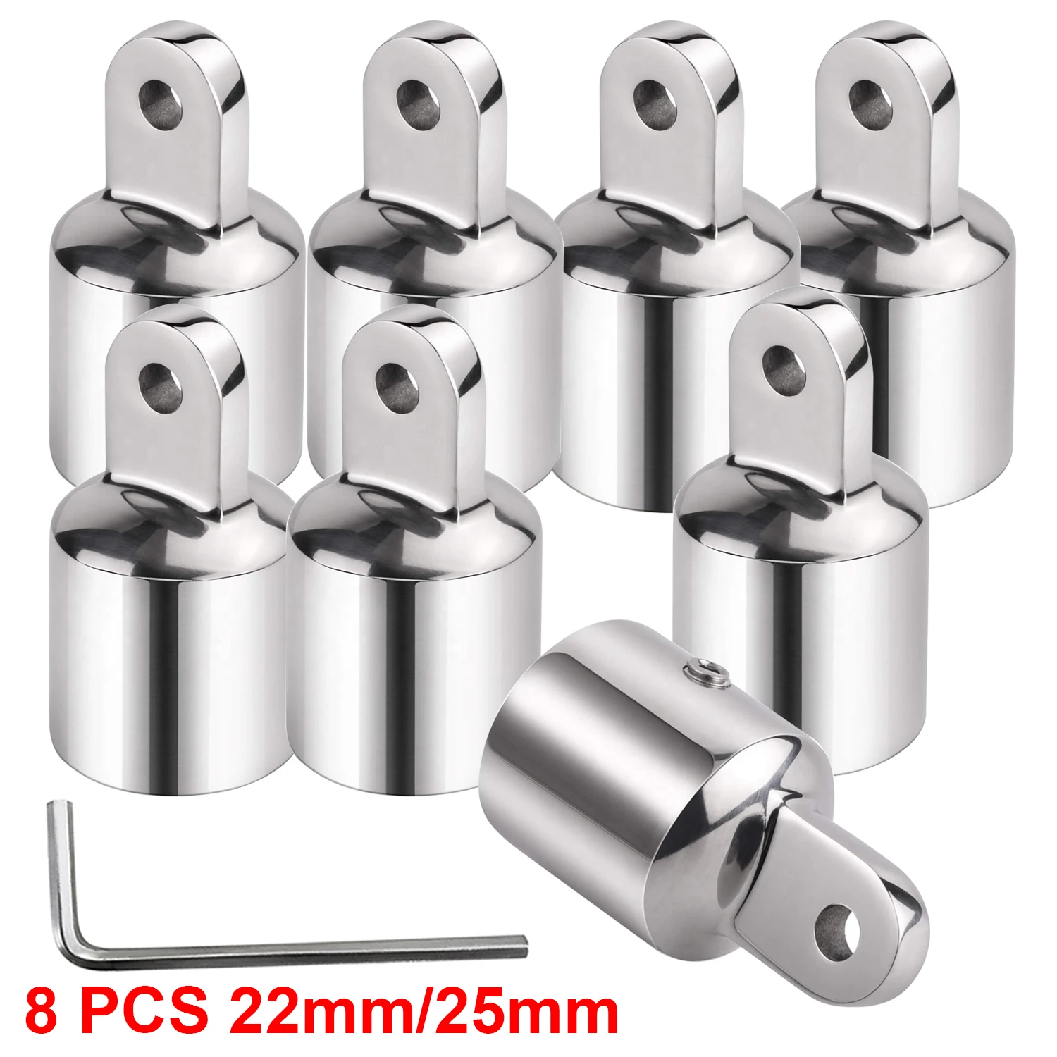 8 PCS 22mm/25mm Bimini Top Hardware Fitting Eye End Cap Stainless Steel 316 External Eye End Boat Canopy Fitting 12 pcs universal 3 bow bimini top stainless steel 316 marine hardware set deck hinge jaw slide eye end fitting boat accessories