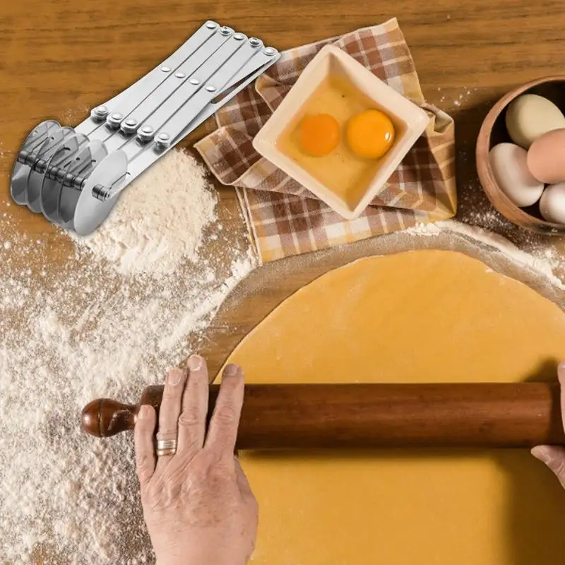 Adjustable Noodle Cutter Pasta Dough Slicer Stainless Steel Multi Wheel Spaghetti Roller Cutter Pastry Home Kitchen Tools