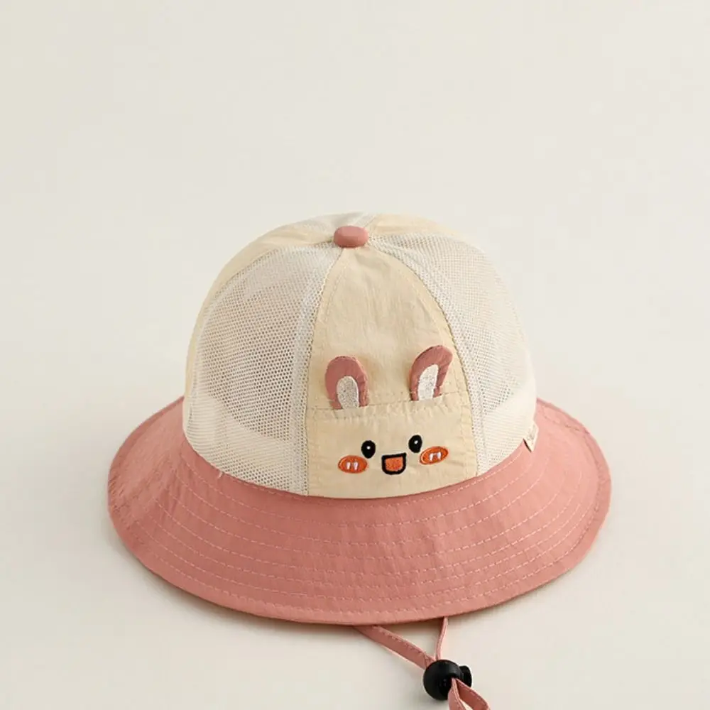Cute Breathable Kids Sun Hat Quick-dry Mesh Cartoon Bucket Cap Rabbit Summer Children Fisherman Hat Travel