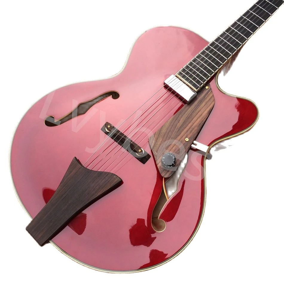 Lvybest L 5 Jazz Hollow Body Electric Guitar Rosewood Fingerboard One Pickup 2 F Holes RED