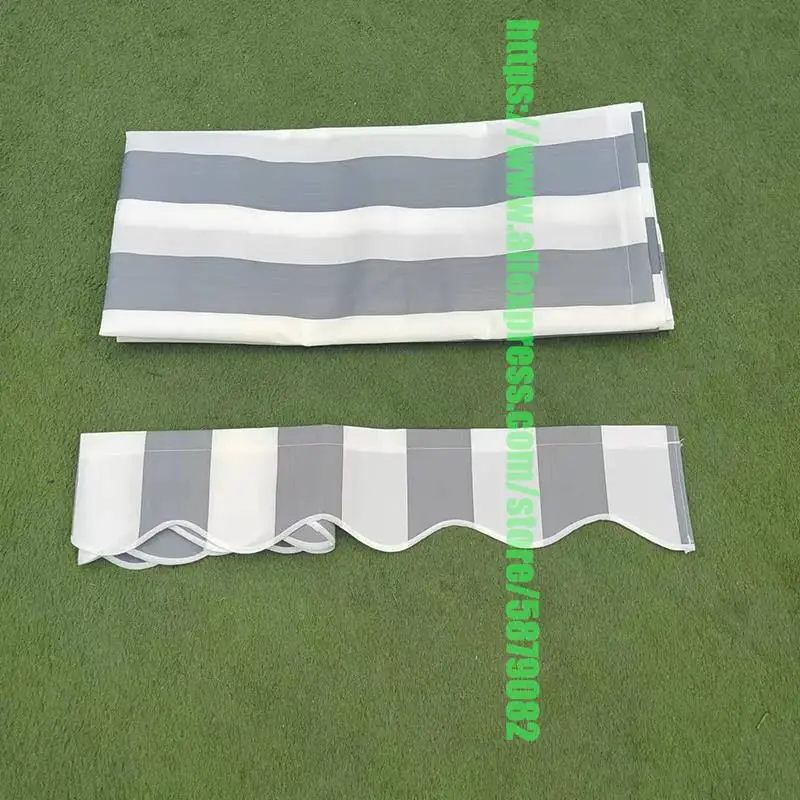 Sunshade Net Outdoor Awnings Retractable Home Terrace Roof Sunshade Custom Size Grey/White Stripes Outdoor Shade Sail UV Block Waterproof Replacement Fabric