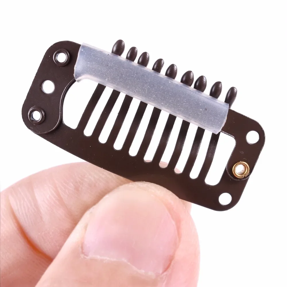 20pcs 32mm 9-치아 물방울 모양 금속 스테인레스 스틸 클립(실리콘 헤어 익스텐션용 스냅 클립 포함)