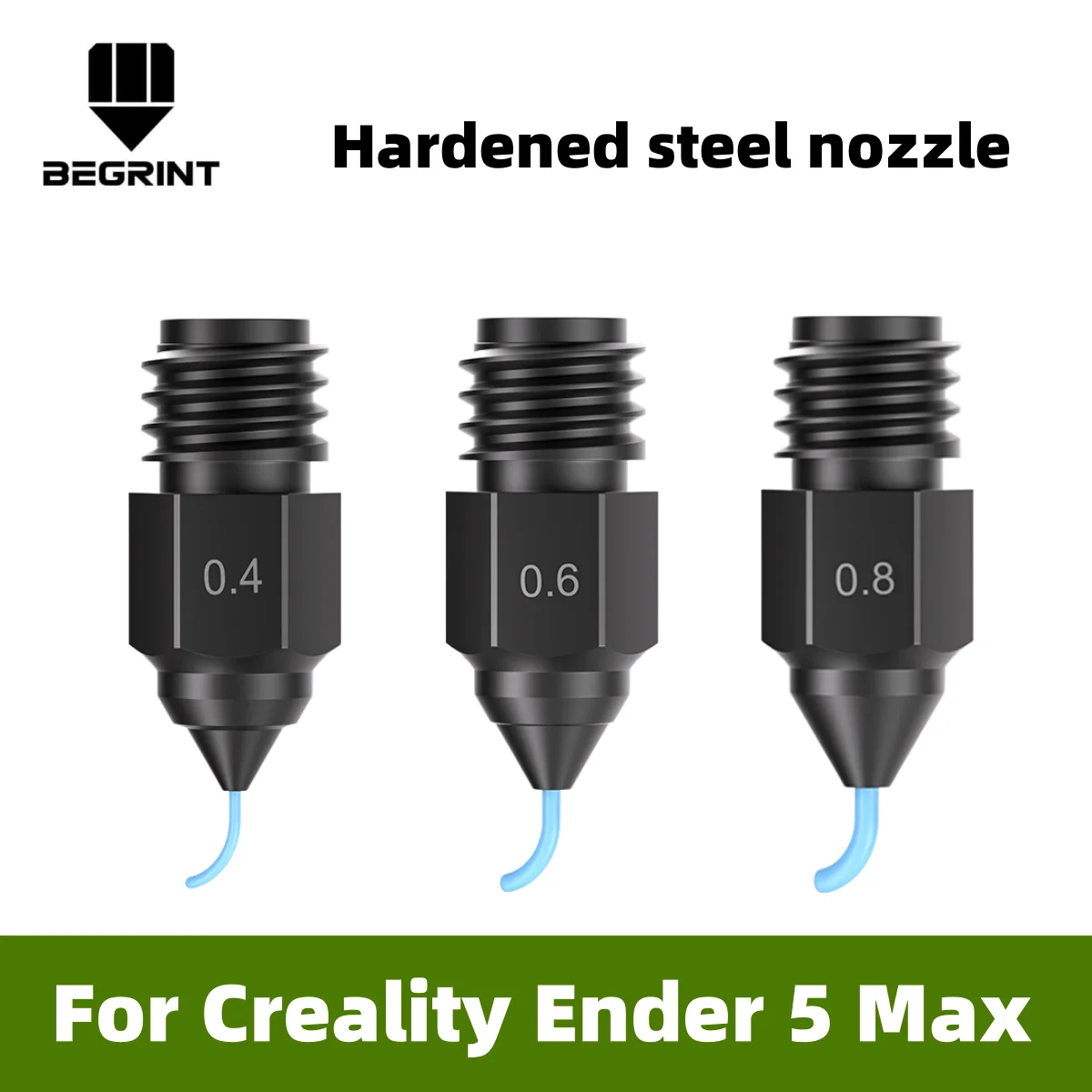 Für Creality Ender-5 Max Düse aus gehärtetem Stahl 0,4/0,6/0,8 mm Hochgeschwindigkeits-Hotend-Düsen für Ender-5 Max 3D-Drucker-Zubehör