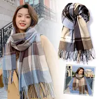 Soft Winter Scarf British Classic Checker Thickened Long Scarves Lovers Neck Warm Students Protection Gift Tassel Birthday V5T8