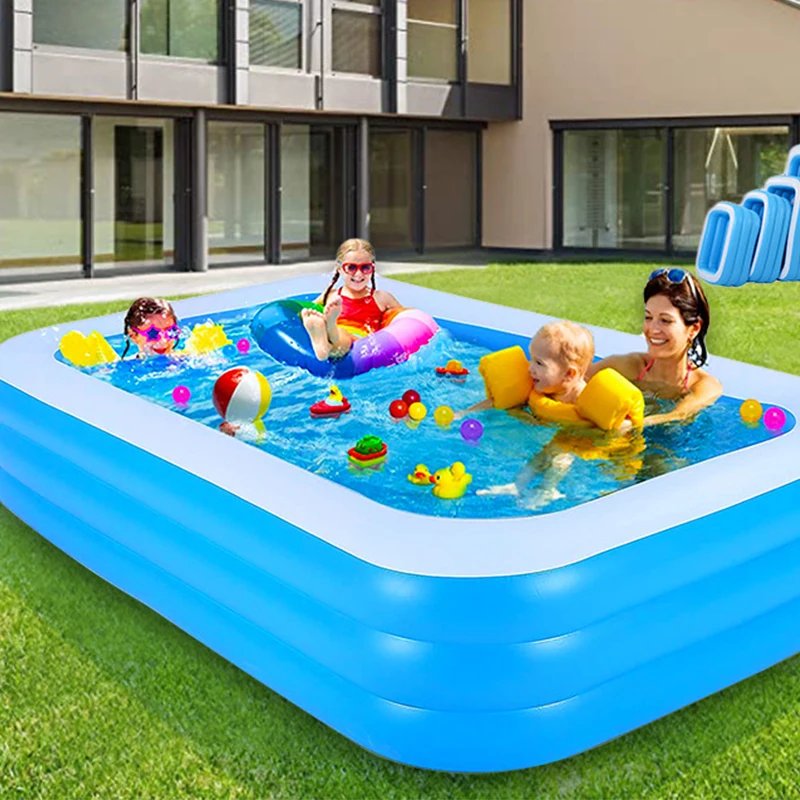 Inflatable Swimming Pool Rectangle Baby Children Bathing Tub Layers Pool Summer 