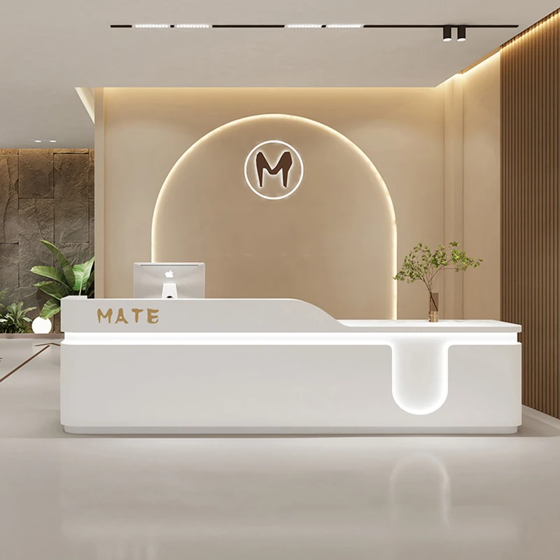 Cashier White Reception Desk Beauty Salon Study Modern Restaurant Reception Desks Modern Long Recepcion Mostrador Furniture
