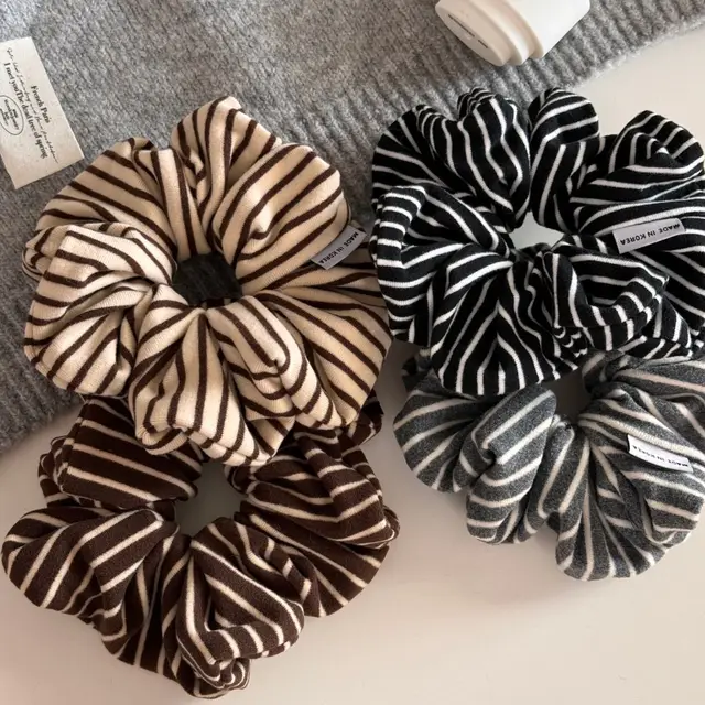 Vintage Zebra-Striped Fabric Soft Flannelette High Sense Elastic Scrunchie  Hair Band Women's Hair Cord  Hair Accessories 2