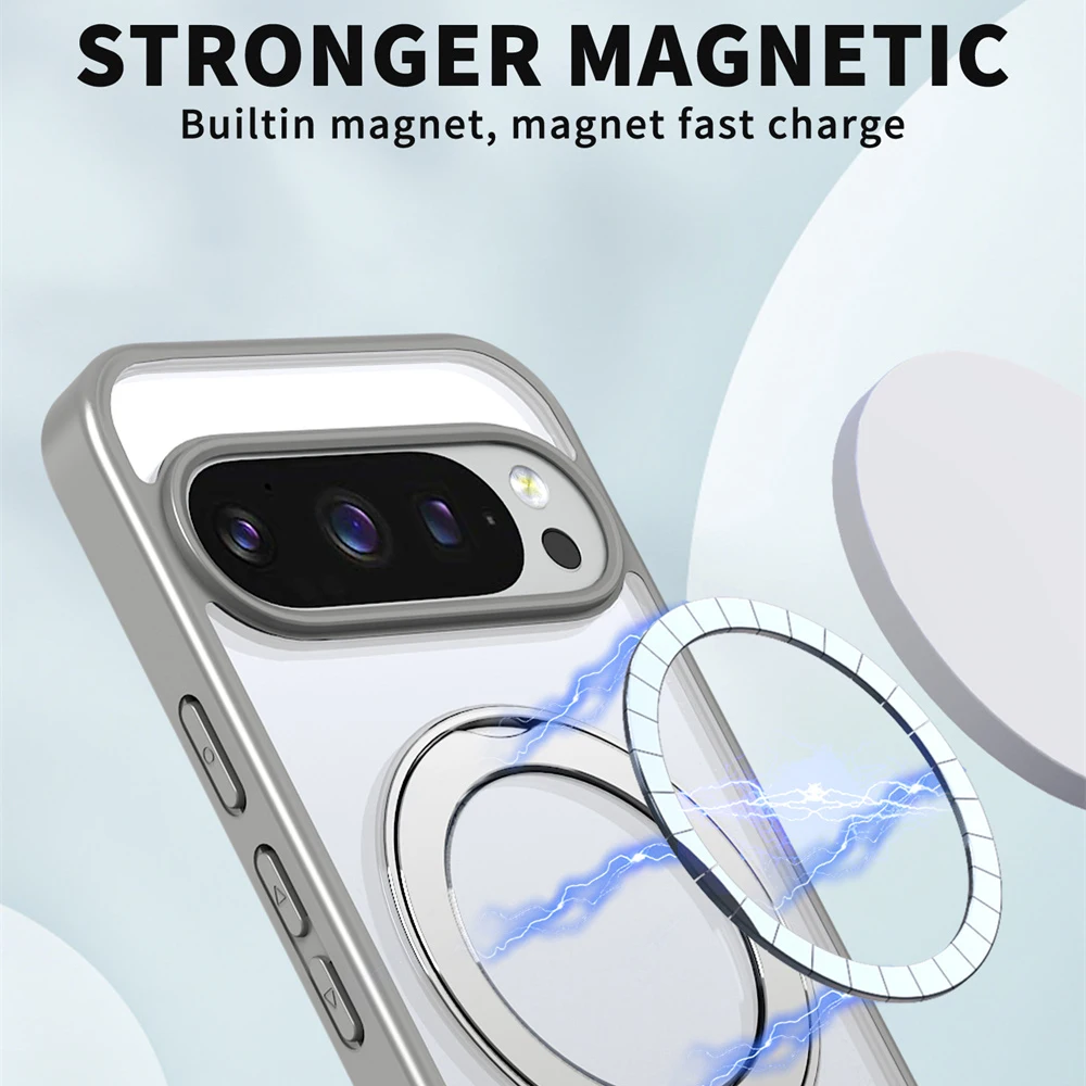 Matte Frosted Shockproof Aluminum Alloy Magnetic Rotating Stand Phone Case