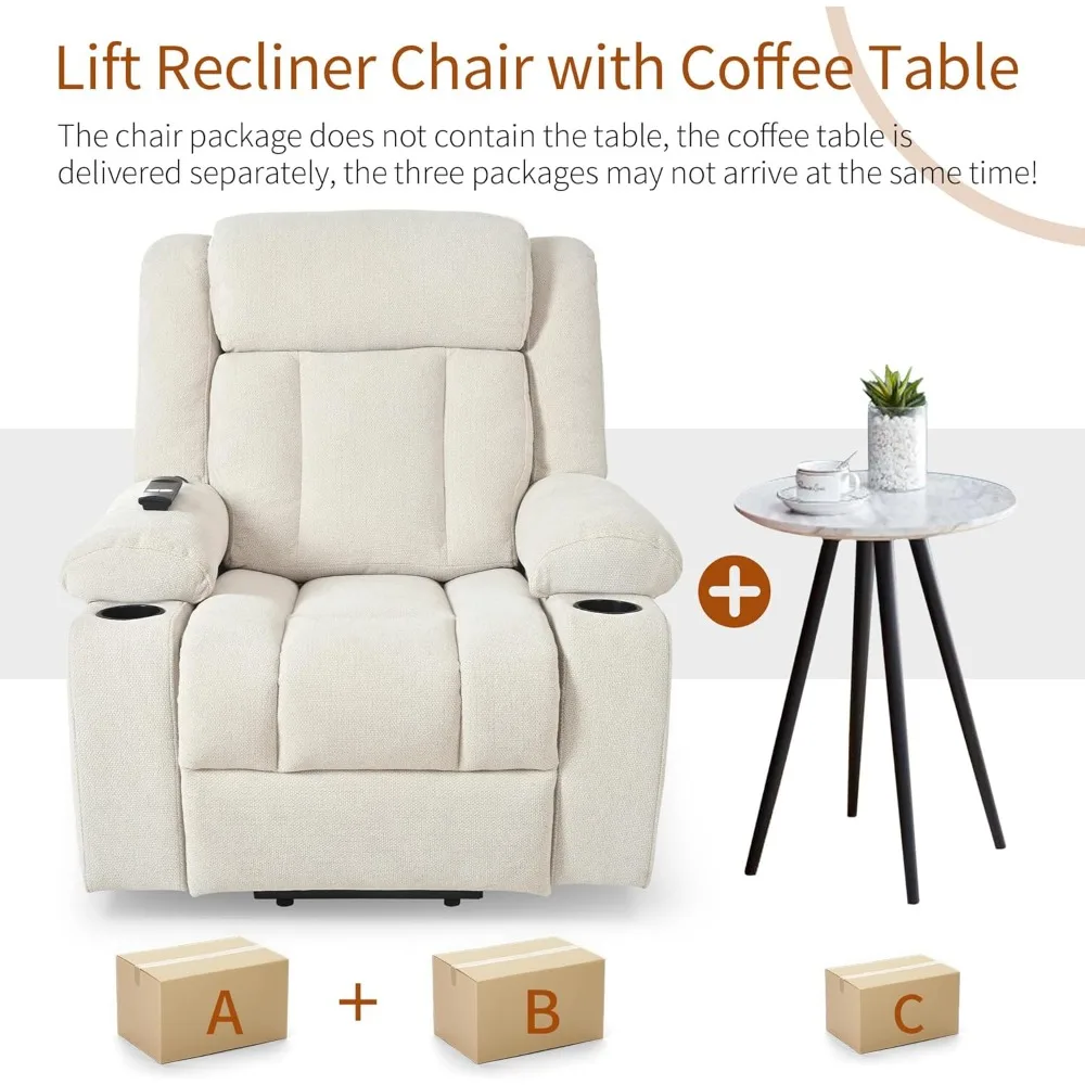 Electric Lift Recliner Chair for Seniors, Oversize with Remote Control, 400lbs Capacity & Extended Footrest