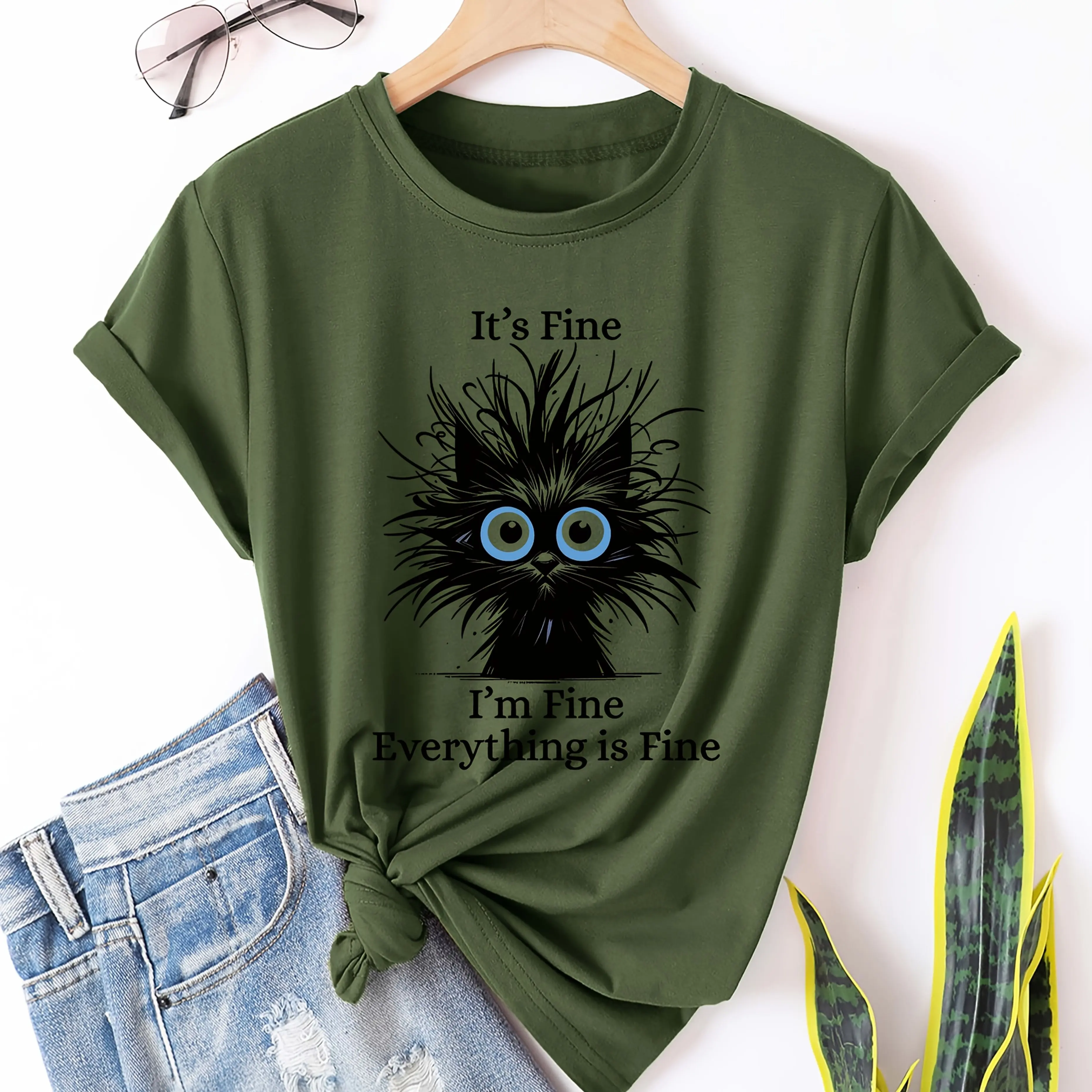 ตัวเลือกสินค้า เสื้อผ้าลายแมวตลก ผ้าฝ้าย 100% สวมใส่สบาย