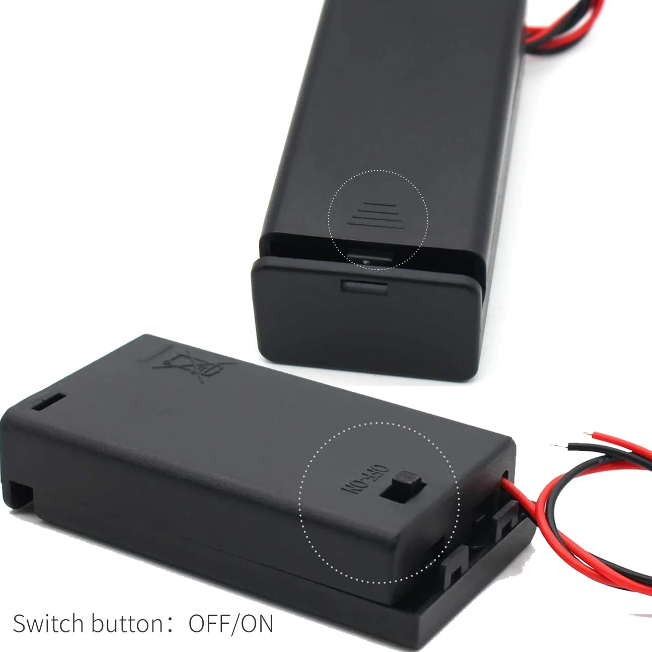Battery Holder 1/2/3/4 Slot AA Battery Holder 1.5V/3V/4.5V/6V AA Battery Box with Leads Wires ON/Off Switch and Screw Cap Case Back Cover