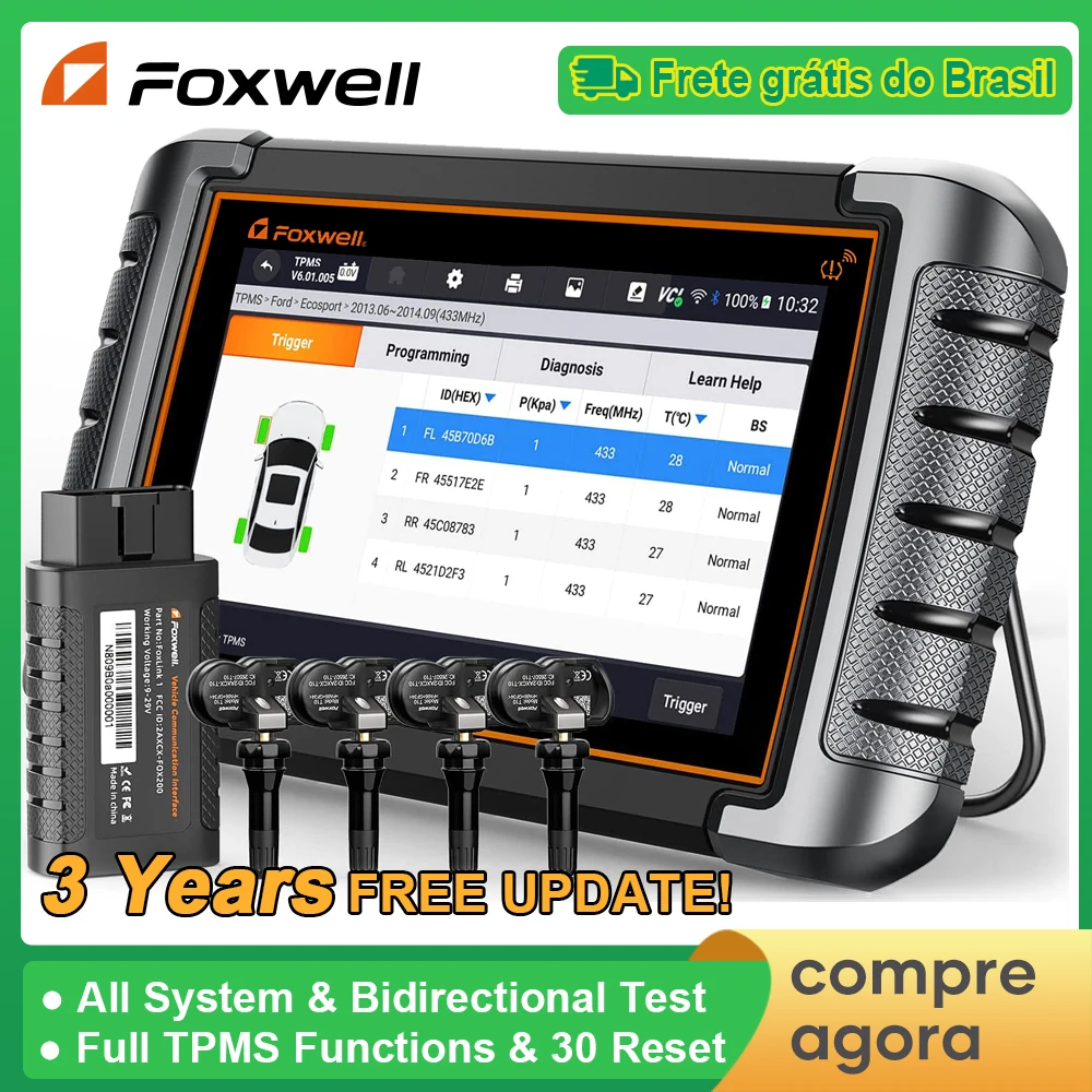 Foxwell Nt809Ts Strumento Di Programmazione Tpms Tutti I Sistemi Controllo Bidirezionale Diagnostico 30 + Reset Scanner Automobilistico Bluetooth Obd2