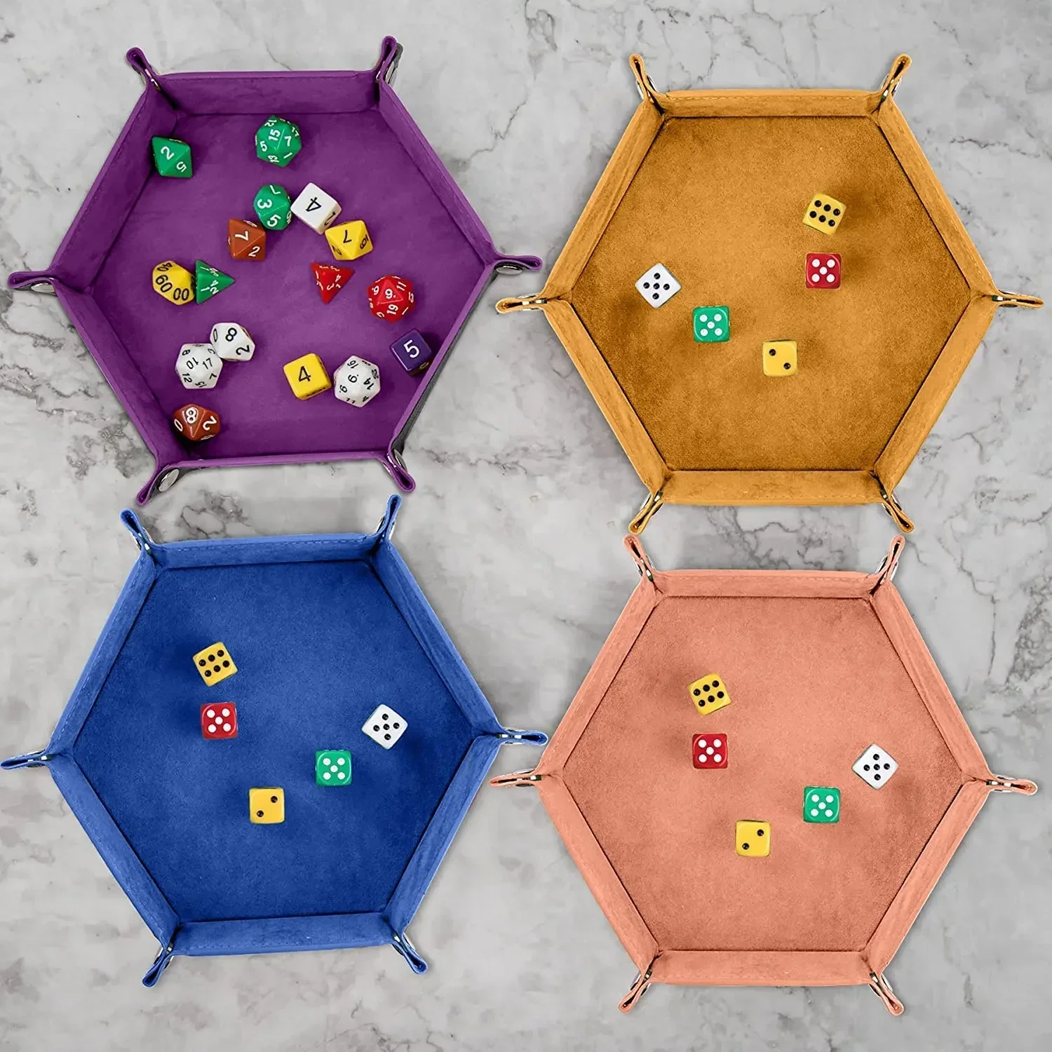 Dice Tray Hexagon Folding PU Leather for Table Games