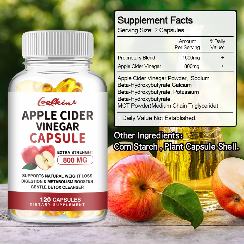 Apple Cider Vinegar Capsules-Helps with Detoxification, Weight Management, Appetite Suppression and Improved Digestive Health