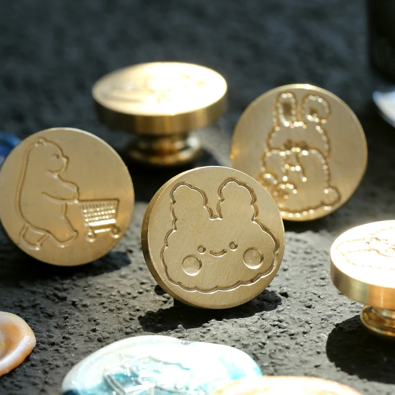 Wax Seal Stamp Cute Rabbit Waxing Seal Toy Envelope Scrapbook Fire Paint DIY Embossed Copper Head Metal Brass Head