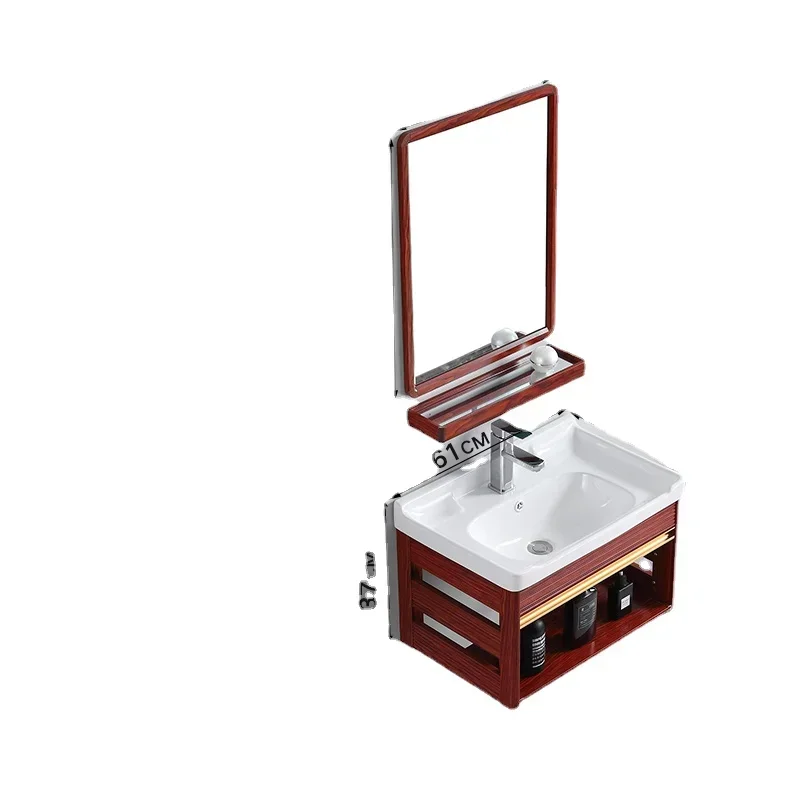 S~Red Bathroom Washbasin Home Bathroom Small Apartment Wash Basin Cabinet Combination Washstand