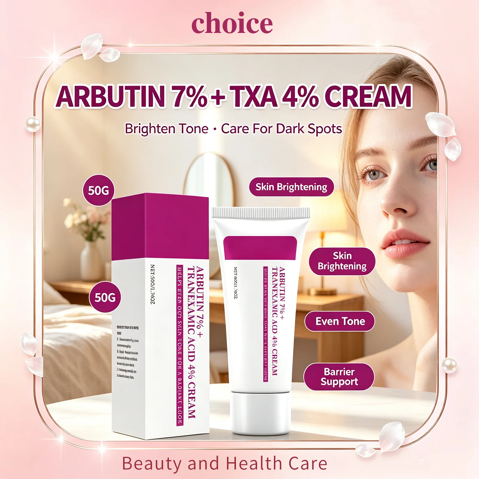 Arbutin Tranexamic Acid Face Cream Brighten Skin Tone Improve Dull Uneven Skin Tone Dark Spot Repair Skin Barrier Skincare Cream