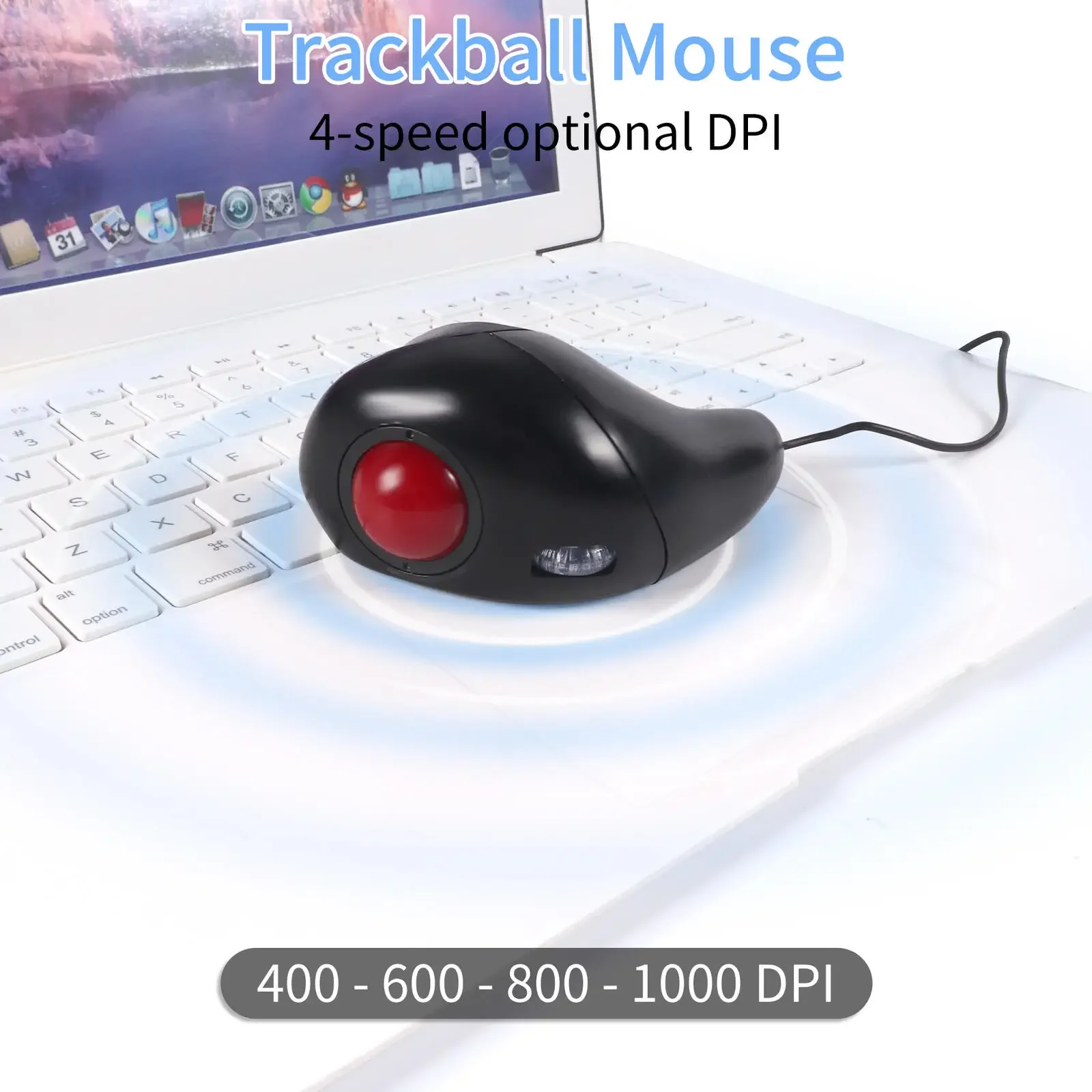 Ergonomic Silent Trackball Mouse with Wireless and Wired Options