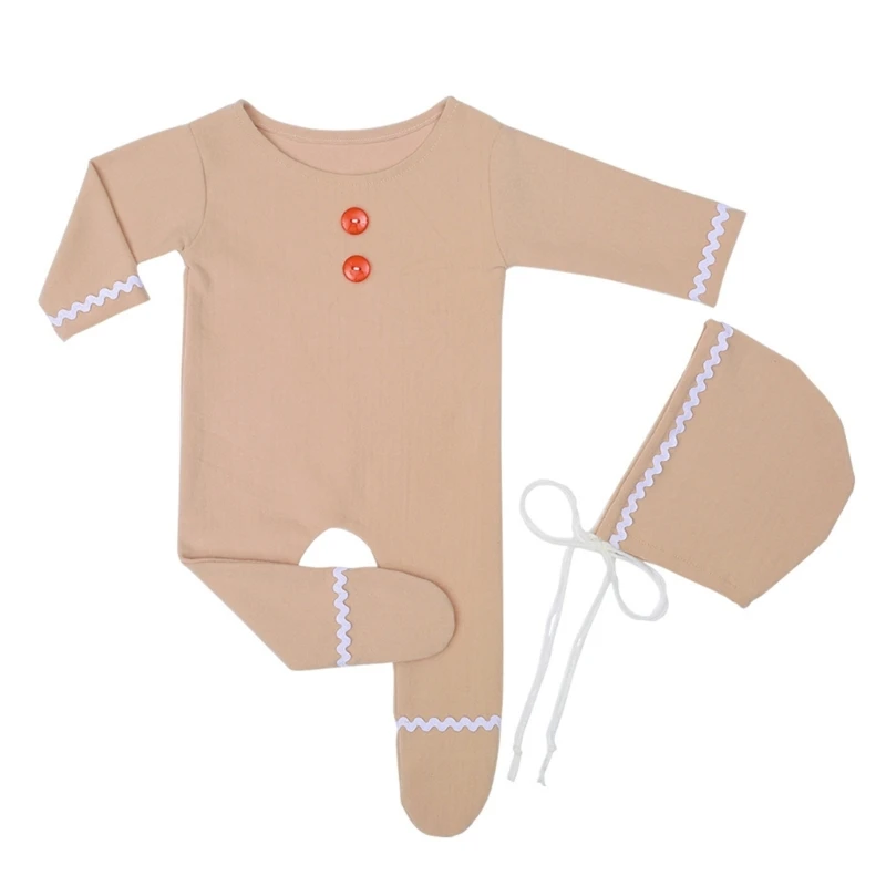 

Christmas Themed Photography Costume Set for Newborns Baby Jumpsuit with Lacing Hat Infant Photography Props
