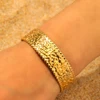 Stainless Steel Bracelet European and American classic delicate embossed pattern open-end bracelet Women's Jewelry Daily Match 1