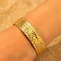 Stainless Steel Bracelet European and American classic delicate embossed pattern open-end bracelet Women's Jewelry Daily Match 1