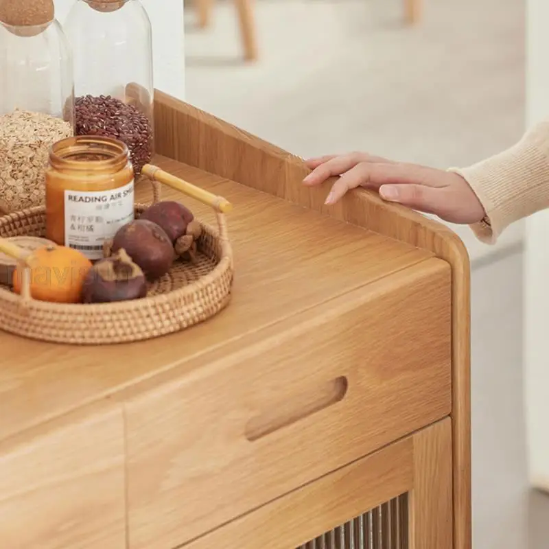 Buffet For Dishes Furniture Solid Wood Wine Cabinet Living Room Storage Display Case With Double Drawers Console Furniture