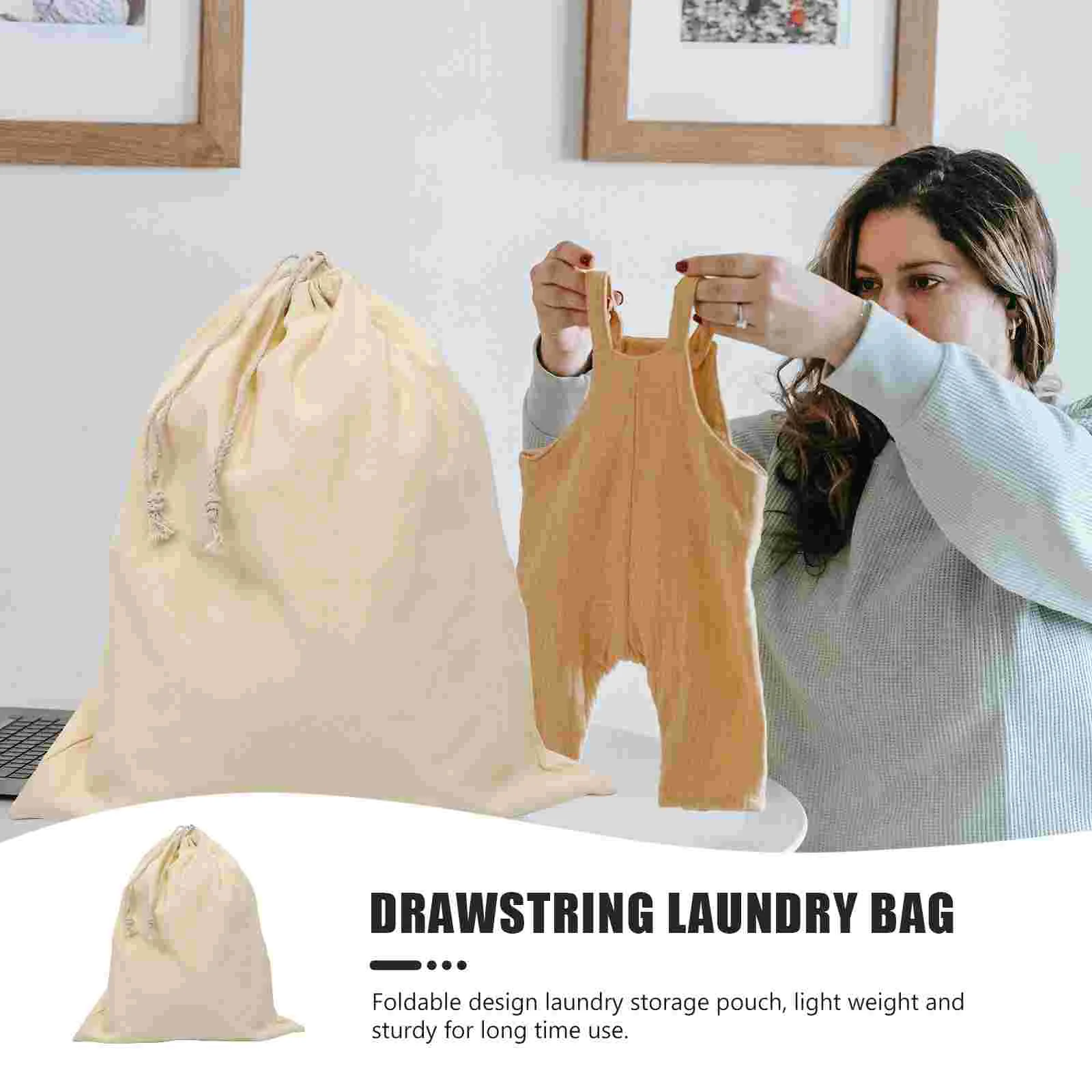 Foldable Canvas Laundry Bag Drawstring Hotel Clothes ganizer Pouch Bathroom Dirty Storage Container Travel Bag Home Textiles 2
