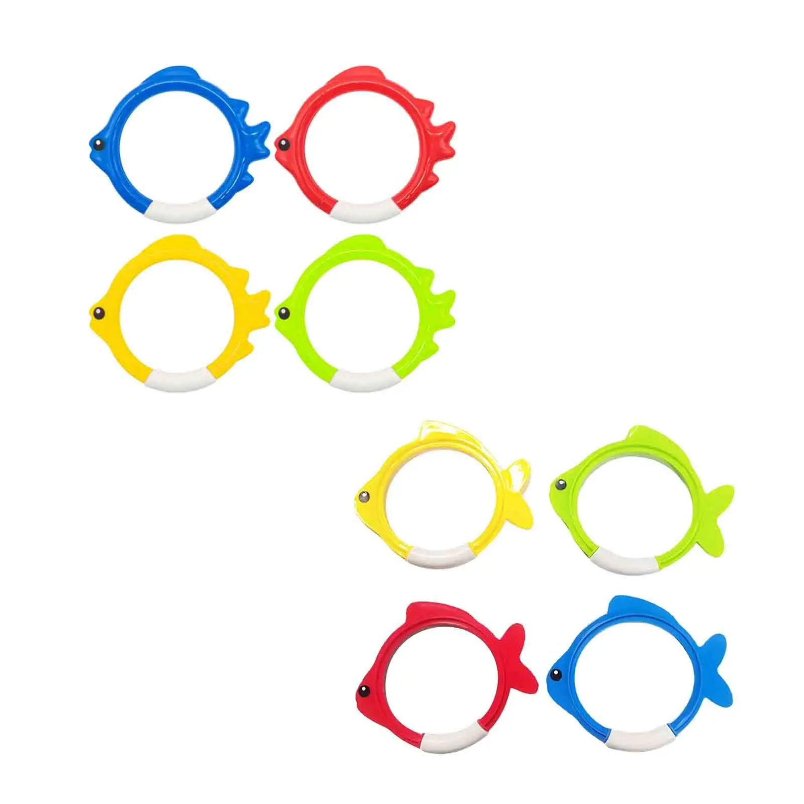 

4x Fish Ring Toys Swim Rings Colorful Sinker Set Fun Pool Dive Rings Underwater Rings for Games Summer Water Sports Girls Kids