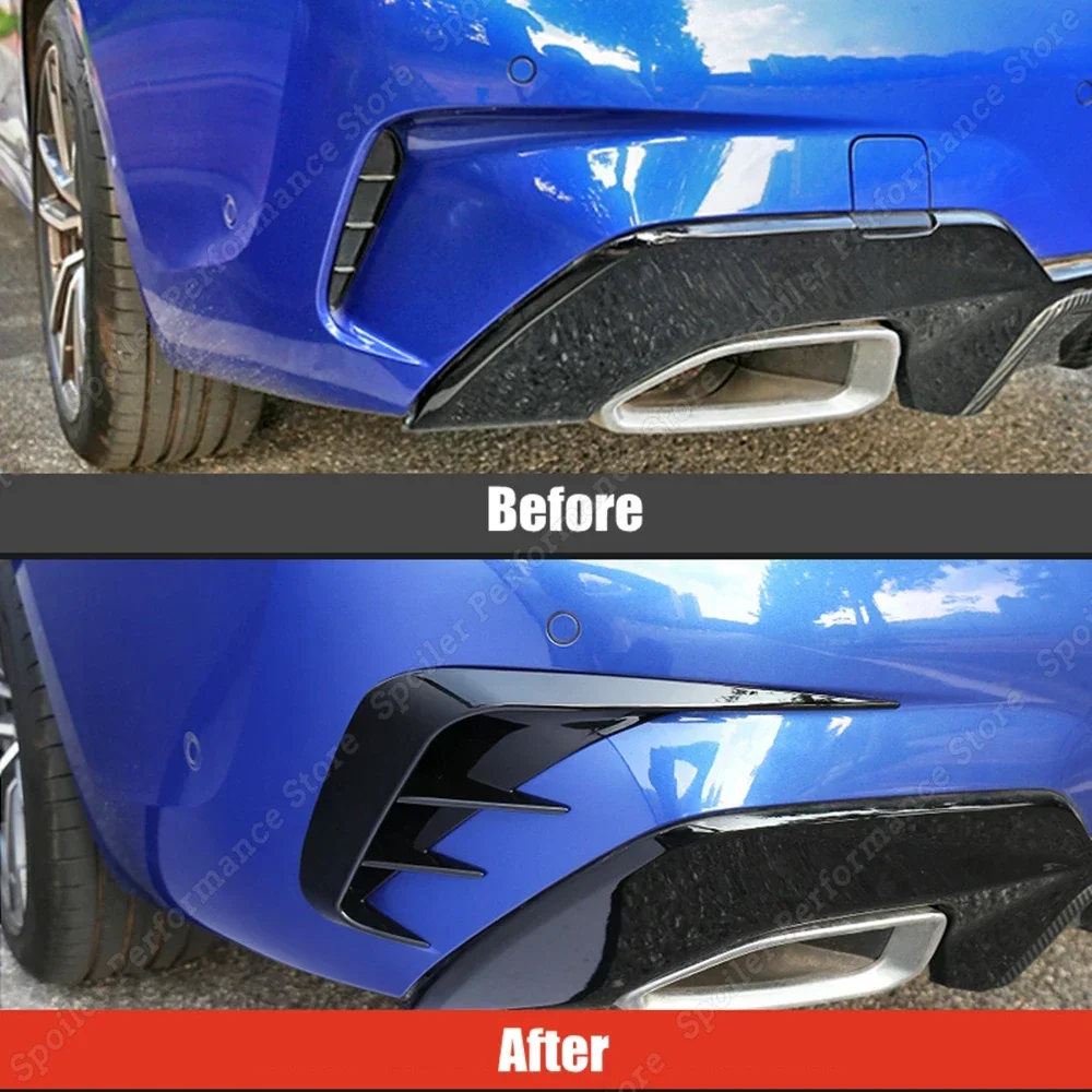Car Bumper Guards Gloss Rear Bumper Canards Vent M-PACK Side Splitter For BMW 3 Series G20