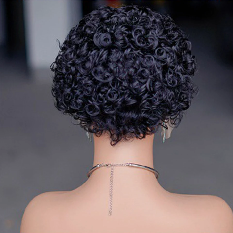 Short pixie curly Cut Wig For Women, 13X1 Front lace closure Pre-Plucked Brazilian Human Hair wig for women
