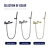 Thermostatic Shower Faucet Set Gunmetal Bathroom Shower System 2 Ways Waterfall And Shower With Brass Mixer Wall Mounted Taps 6