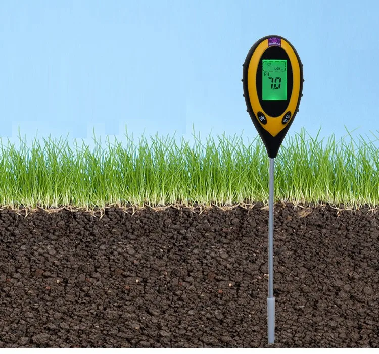 4 in 1 Soil Humidometer Home Gardening Measuring Tool PH Meter Tester Temperature Sunlight Intensity Analysis Soil Acidity Test soil moisture sensor soil tester soil moisture meter