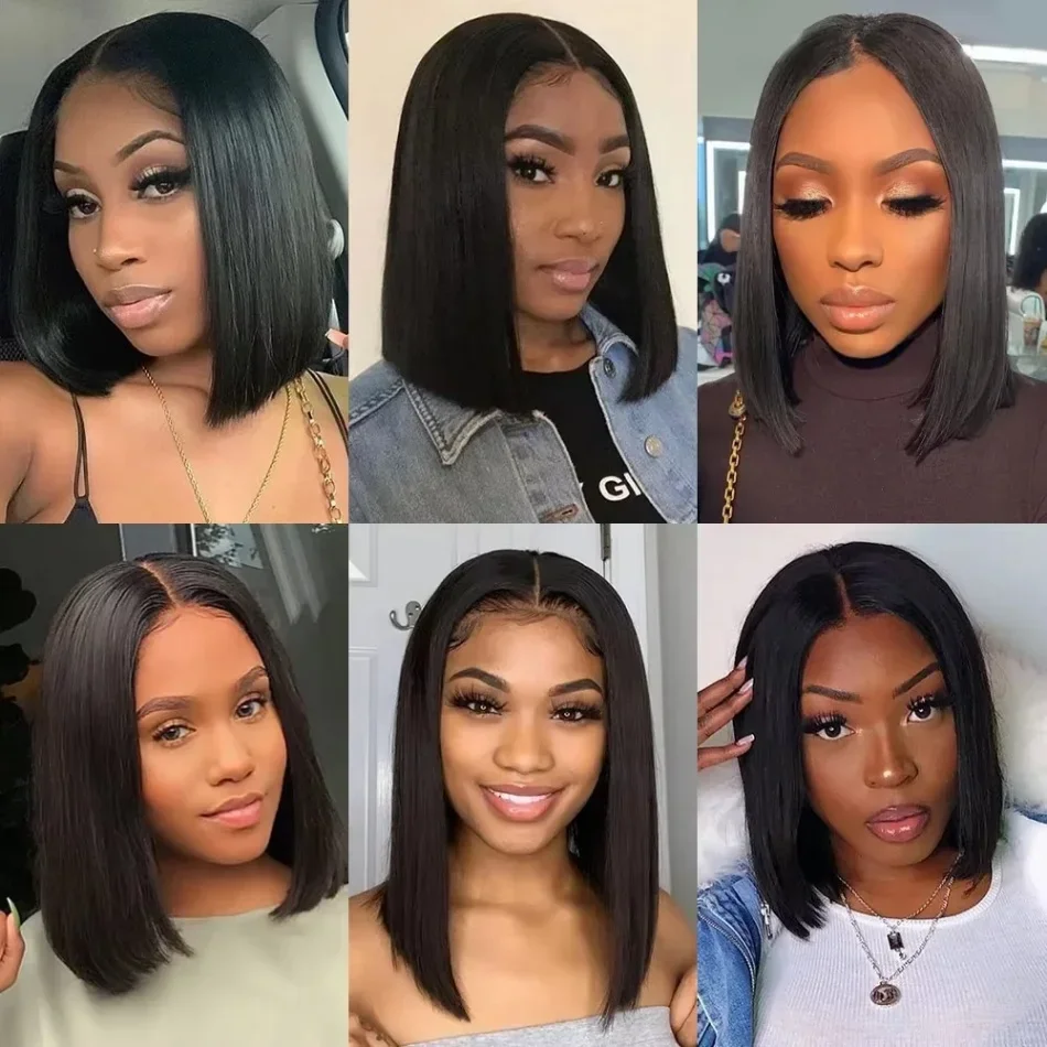 Ready To Wear Glueless Bob Straight Wig 4X4 5X5 Short Bob No HD Lace Frontal Wig Closure Black Wigs For Women 5